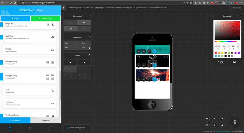 Interactive App builder screenshot