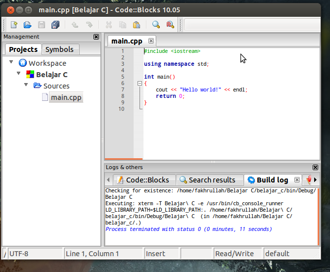 belajar C lihat sumber kod