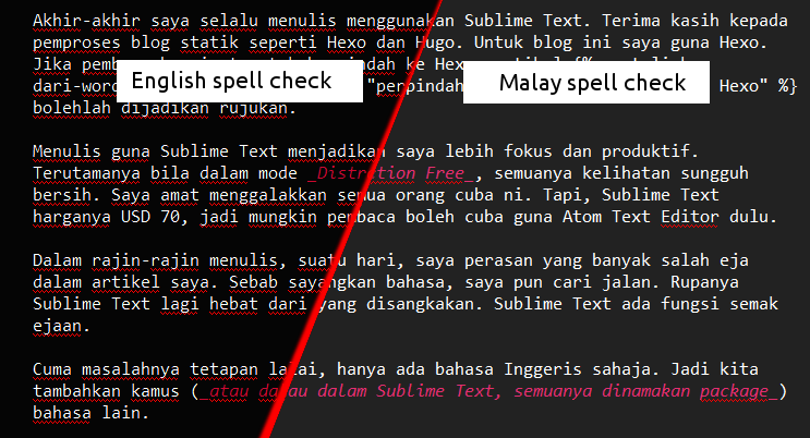 sublime text malay vs english spell check