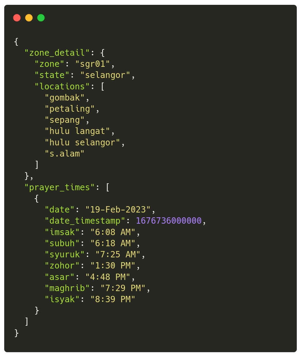 example get solat time response
