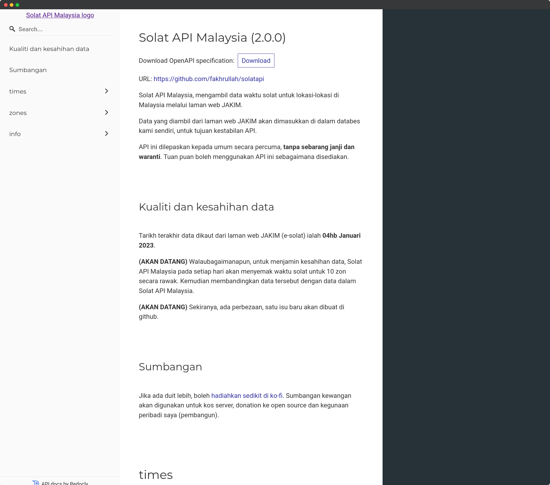 SolatAPI website screenshot