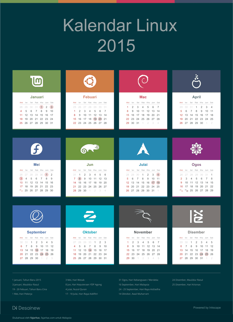 kalendar linux 2015 Malaysia